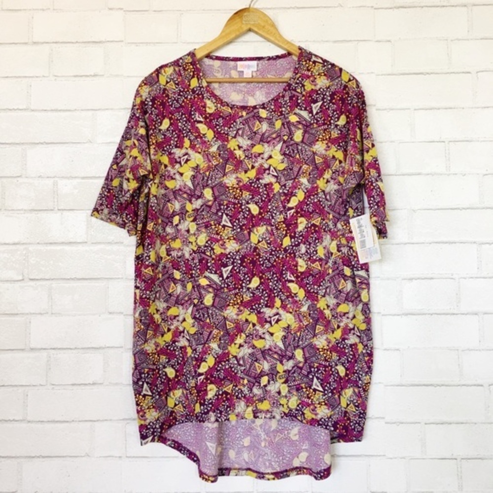 3/$20 New LuLaRoe Purple Yellow Paisley Retro Irma Tunic Top XS